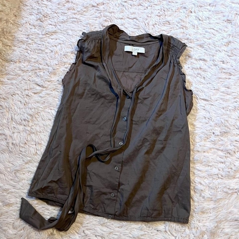 LOFT Lightweight Breathable Summer Minimalist Collared Tank Womens XS Old Money